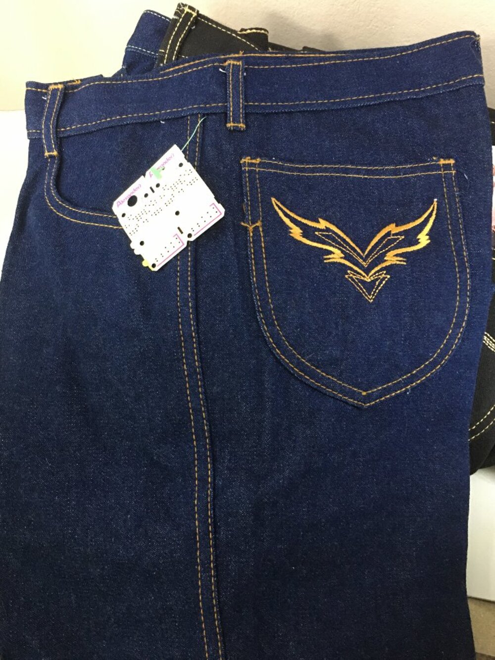 VINTAGE 70's Deadstock LONGSTREET High Waisted Flare Jeans Dark Wash 🕺🪩 - Picture 9 of 15